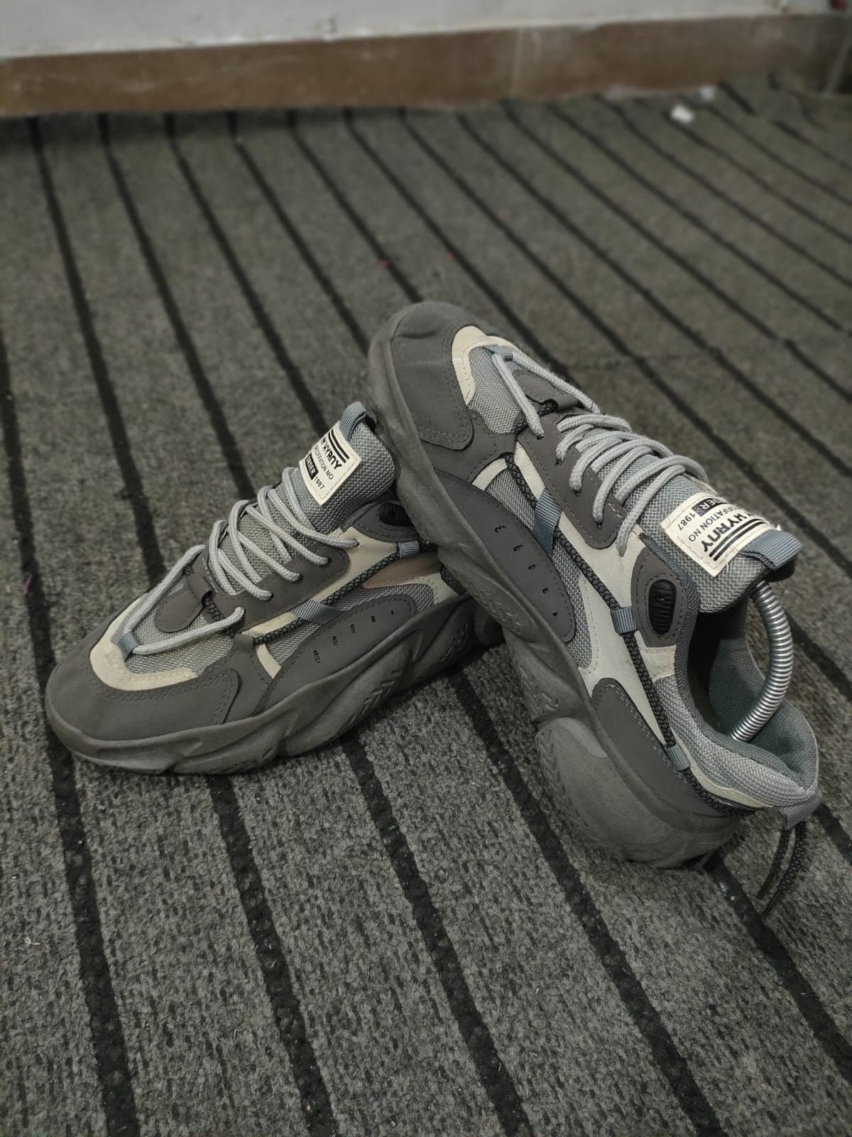 Grey Chunky Casual Sneakers image 1